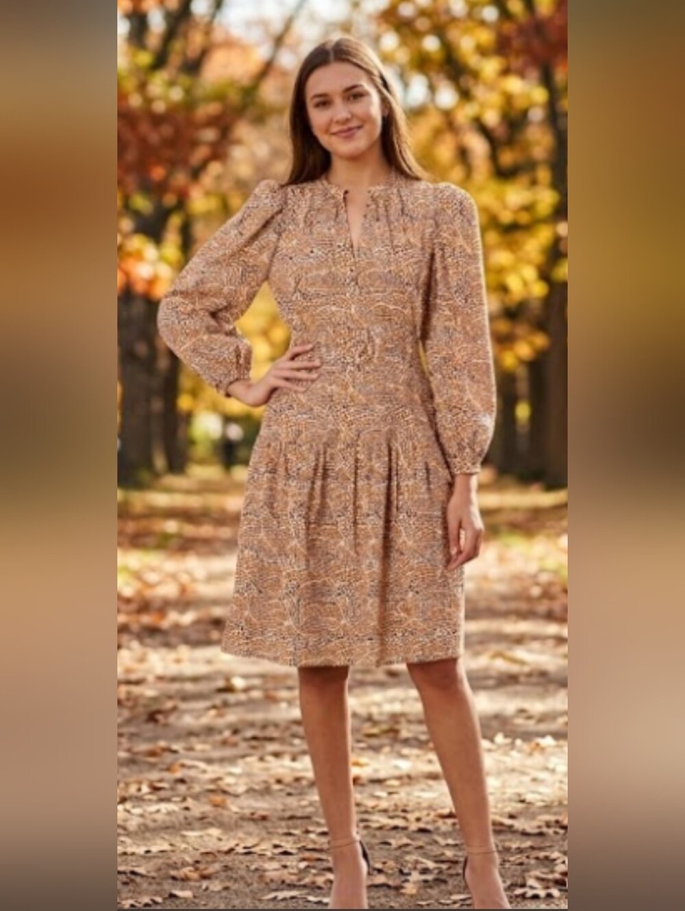 Rebecca Taylor Speckled Fleur Puff Sleeve Cotton Blend Dress Womens 8 EUC $325 M